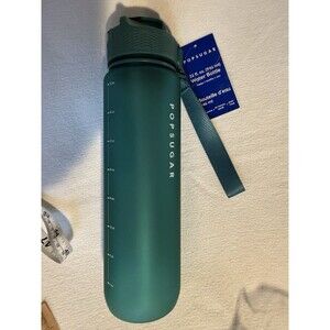 POPSUGAR Motivational Water Bottle 32 fl oz Teal Reusable Wide Mouth Plastic